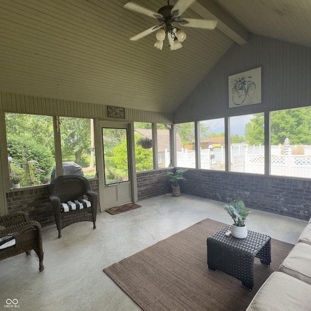 3559 S County Road 475 E, Plainfield, IN 46168 - sunroom / solarium with vaulted ceiling, ceiling fan, and plenty of natural light
