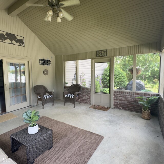 3559 S County Road 475 E, Plainfield, IN 46168 - sunroom featuring a ceiling fan and lofted ceiling