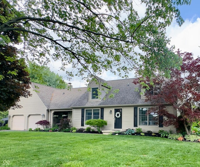 3559 S County Road 475 E, Plainfield, IN 46168 - cape cod-style house with an attached garage, a front yard, and roof with shingles