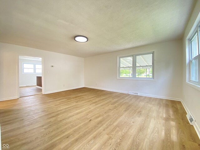 453 Illinois St, Fortville, IN 46040 - spare room with light wood finished floors, baseboards, and a textured ceiling
