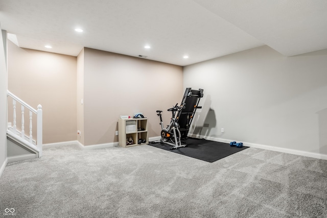 11419 Niagara Dr, Fishers, IN 46037 - exercise area with baseboards, carpet, and recessed lighting