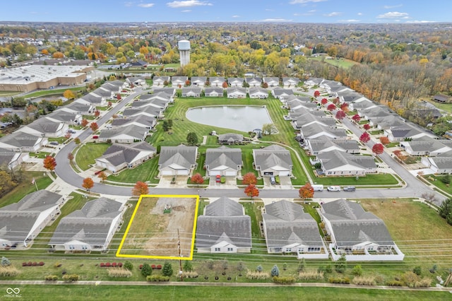 3354 Johns Way, Greenwood, IN 46143 - aerial view of residential area with property parcel outlined and a large body of water