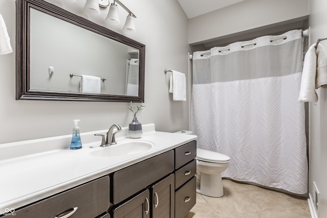 12469 Springmill Rd, Carmel, IN 46032 - full bathroom featuring vanity, toilet, tile patterned flooring, and a shower with shower curtain