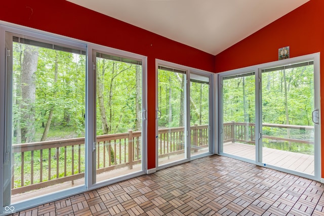 12469 Springmill Rd, Carmel, IN 46032 - unfurnished sunroom with lofted ceiling and healthy amount of natural light