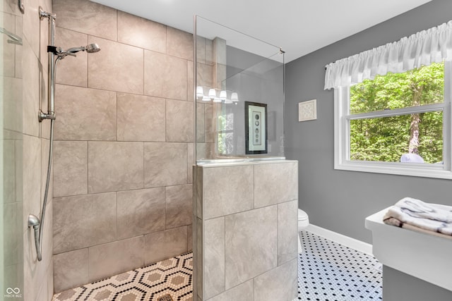 610 N Forest Rd, Crawfordsville, IN 47933 - full bathroom with a walk in shower, baseboards, and toilet