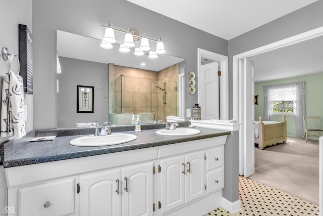 610 N Forest Rd, Crawfordsville, IN 47933 - bathroom with a stall shower and double vanity