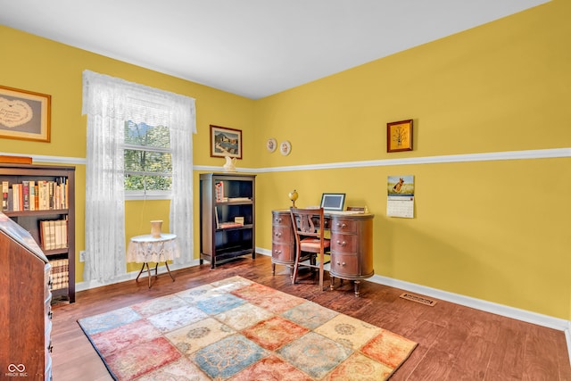 610 N Forest Rd, Crawfordsville, IN 47933 - office area featuring wood finished floors and baseboards