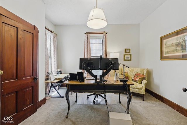 1132 Evison St, Indianapolis, IN 46203 - office area with carpet flooring, plenty of natural light, and baseboards