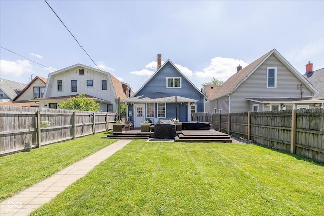 1132 Evison St, Indianapolis, IN 46203 - rear view of property with a wooden deck