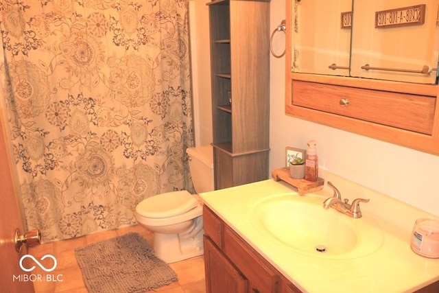 7 Gladiator Dr, Waynetown, IN 47990 - bathroom featuring toilet, vanity, and a shower with curtain