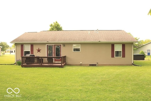 7 Gladiator Dr, Waynetown, IN 47990 - back of house featuring a wooden deck and a lawn