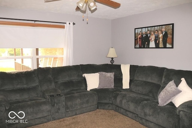7 Gladiator Dr, Waynetown, IN 47990 - living room featuring carpet flooring and ceiling fan