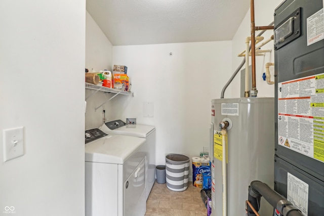 8910 Hunters Creek Dr Unit 207, Indianapolis, IN 46227 - laundry area with gas water heater, separate washer and dryer, and heating unit