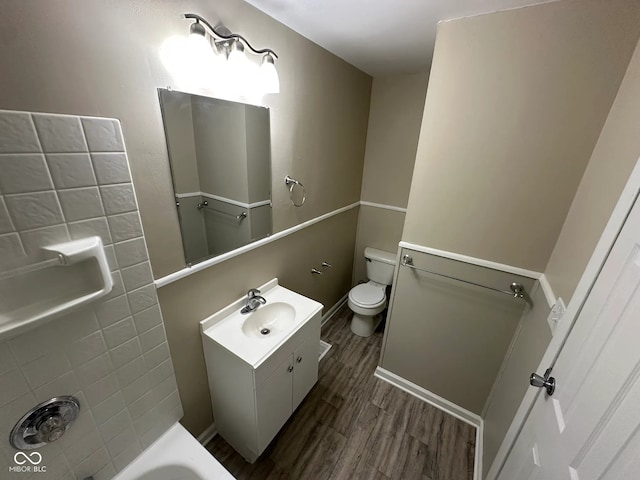 3742 N Wittfield St, Indianapolis, IN 46235 - full bath featuring wood finished floors, toilet, and vanity