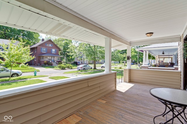 344 N Whittier Pl, Indianapolis, IN 46219 - wooden porch with a residential view