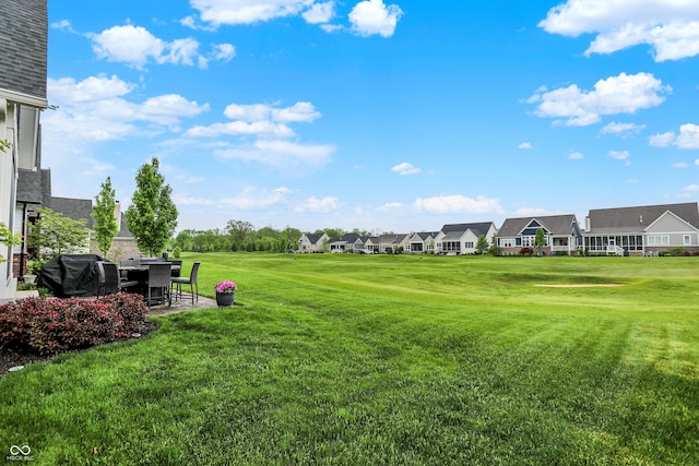 20010 Prescott Pl, Westfield, IN 46074 - view of green lawn with a residential view, a patio area, and view of golf course