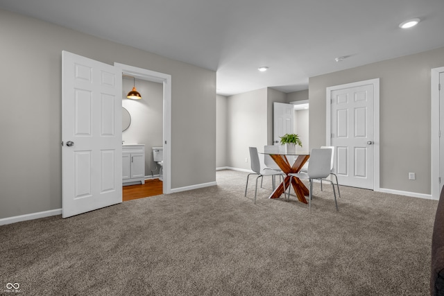 1825 E Maryland St, Indianapolis, IN 46201 - dining room featuring carpet, baseboards, and recessed lighting