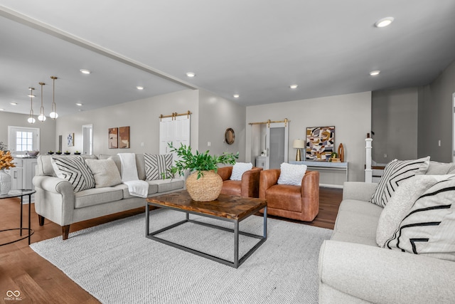 1825 E Maryland St, Indianapolis, IN 46201 - living room featuring wood finished floors and recessed lighting
