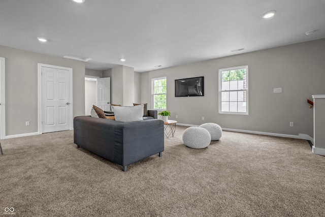 1825 E Maryland St, Indianapolis, IN 46201 - carpeted living room with baseboards and recessed lighting