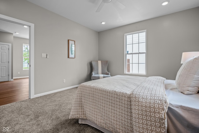 1825 E Maryland St, Indianapolis, IN 46201 - bedroom with carpet floors, recessed lighting, baseboards, and ceiling fan
