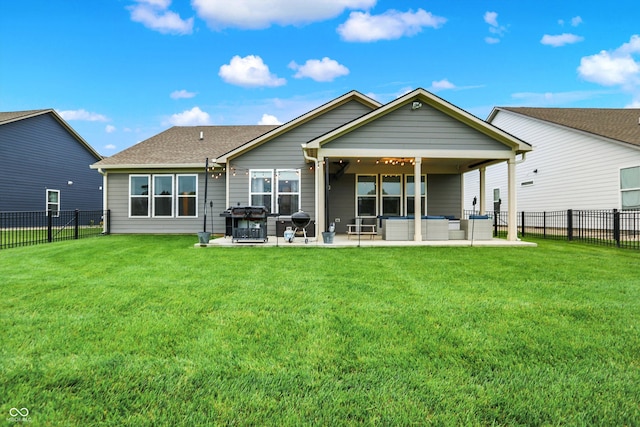 3592 Gillsland Rd, Bargersville, IN 46106 - rear view of house featuring a patio, outdoor lounge area, and a shingled roof