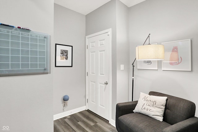 3592 Gillsland Rd, Bargersville, IN 46106 - sitting room featuring dark wood-style flooring and baseboards