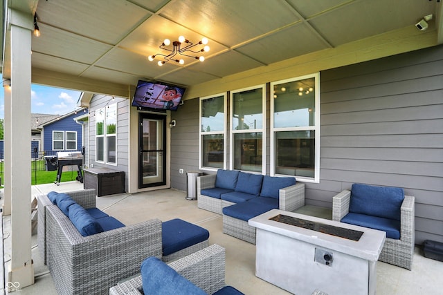 3592 Gillsland Rd, Bargersville, IN 46106 - view of patio with an outdoor living space with a fire pit and grilling area