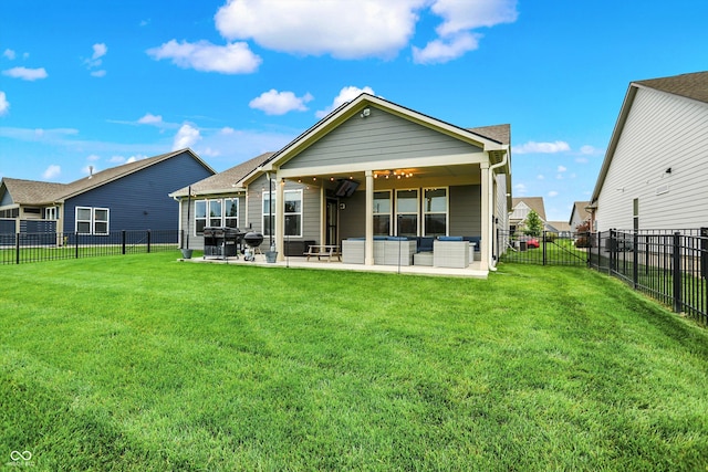 3592 Gillsland Rd, Bargersville, IN 46106 - rear view of property with outdoor lounge area, a patio area, and a ceiling fan