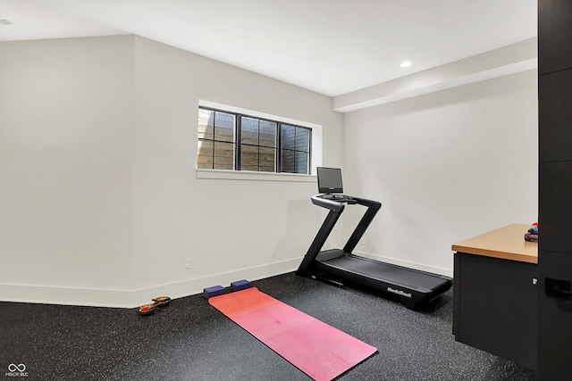 7116 Trail Ridge Ln, Indianapolis, IN 46259 - workout area with recessed lighting and baseboards