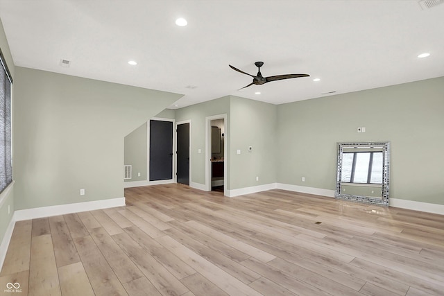 7116 Trail Ridge Ln, Indianapolis, IN 46259 - unfurnished living room featuring a ceiling fan, light wood-type flooring, and recessed lighting