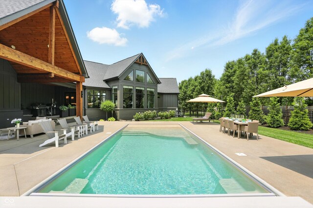 7116 Trail Ridge Ln, Indianapolis, IN 46259 - view of swimming pool featuring a patio area and outdoor dining space