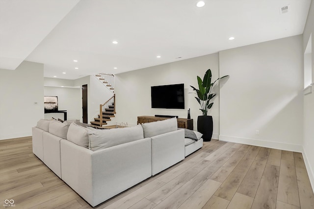 7116 Trail Ridge Ln, Indianapolis, IN 46259 - living area with stairs, recessed lighting, and light wood-type flooring