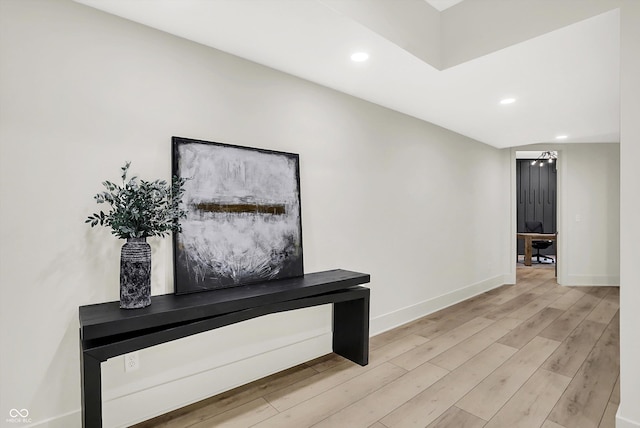 7116 Trail Ridge Ln, Indianapolis, IN 46259 - corridor featuring light wood-type flooring and recessed lighting