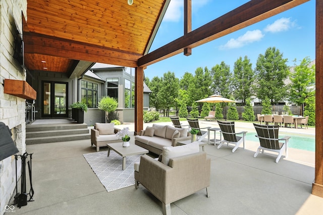 7116 Trail Ridge Ln, Indianapolis, IN 46259 - view of patio / terrace with french doors and outdoor lounge area