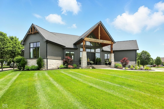 7116 Trail Ridge Ln, Indianapolis, IN 46259 - view of front of home featuring stone siding and a front yard
