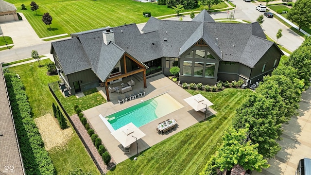 7116 Trail Ridge Ln, Indianapolis, IN 46259 - view from above of property with a pool area
