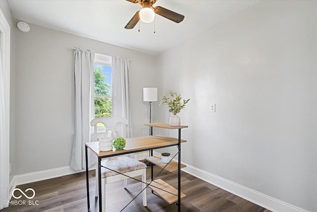 606 E County Line Rd, Indianapolis, IN 46227 - office area featuring dark wood-type flooring and a ceiling fan