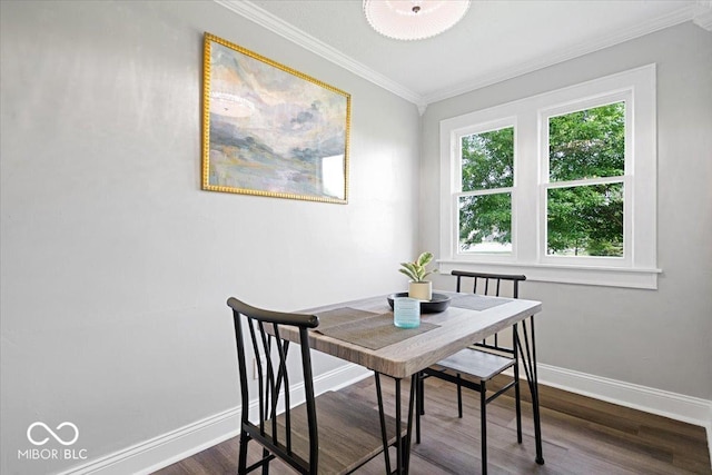 606 E County Line Rd, Indianapolis, IN 46227 - dining space featuring ornamental molding and dark wood finished floors