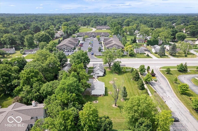 606 E County Line Rd, Indianapolis, IN 46227 - aerial view of property's location with nearby suburban area and a heavily wooded area