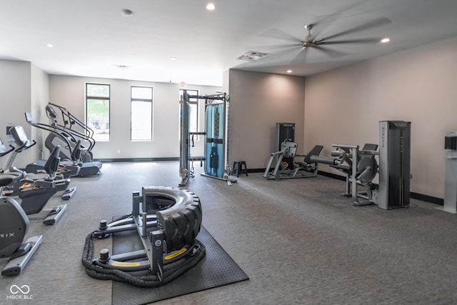 15 W Executive Dr Unit 101, Carmel, IN 46032 - workout area featuring recessed lighting, ceiling fan, and baseboards
