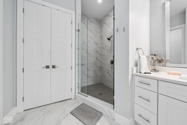 15 W Executive Dr Unit 101, Carmel, IN 46032 - full bathroom featuring a marble finish shower, marble finish floors, and vanity