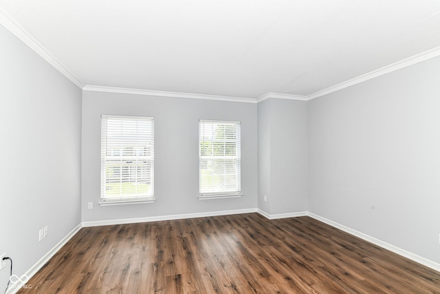 12612 Majestic Way, Fishers, IN 46037 - empty room with baseboards, ornamental molding, and dark wood-type flooring