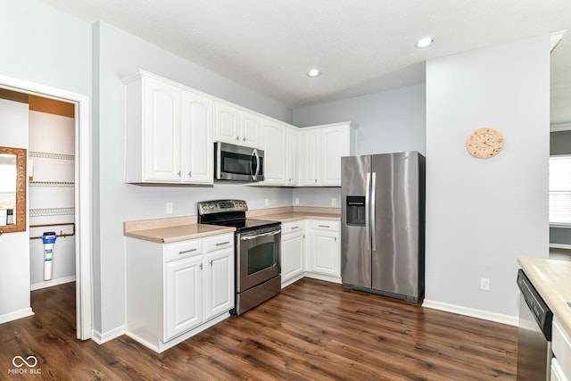 12612 Majestic Way, Fishers, IN 46037 - kitchen featuring stainless steel appliances, dark wood-style floors, light countertops, baseboards, and recessed lighting