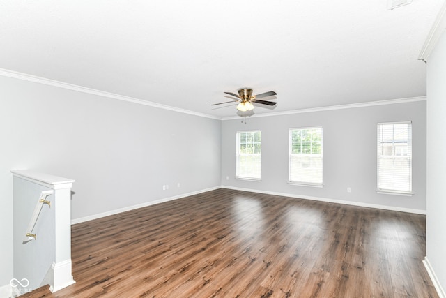12612 Majestic Way, Fishers, IN 46037 - empty room featuring wood finished floors, crown molding, baseboards, and ceiling fan