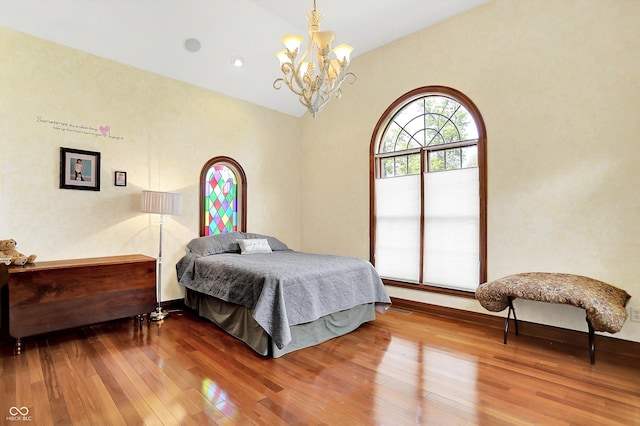 893 W 500 S, Anderson, IN 46013 - bedroom featuring hardwood / wood-style floors and a chandelier