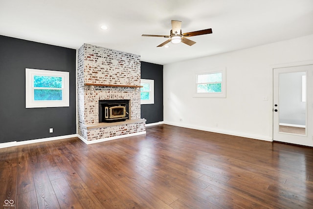 8853 S County Road 825 E, Cloverdale, IN 46120 - unfurnished living room with a ceiling fan, wood-type flooring, and recessed lighting