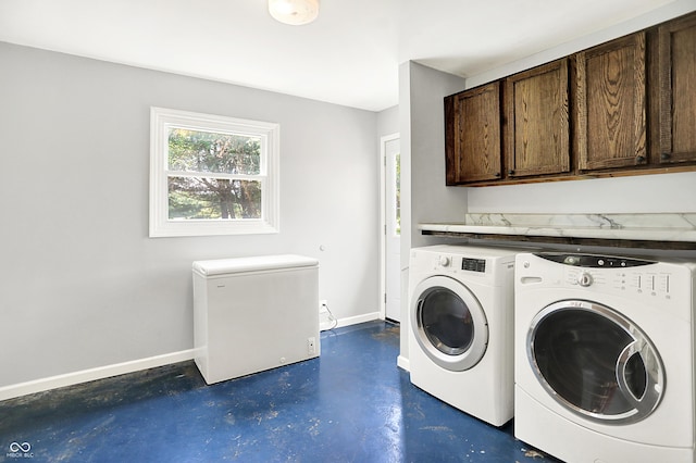 8853 S County Road 825 E, Cloverdale, IN 46120 - laundry area with washing machine and clothes dryer and cabinet space