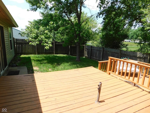 1612 Prairieview Ln, Greenfield, IN 46140 - wooden terrace with a fenced backyard