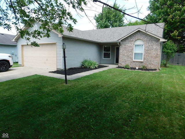 1612 Prairieview Ln, Greenfield, IN 46140 - single story home featuring a garage, concrete driveway, roof with shingles, and brick siding
