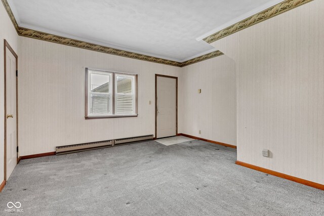 1437 S 725 W, Tipton, IN 46072 - carpeted spare room with a baseboard radiator, wallpapered walls, and baseboards